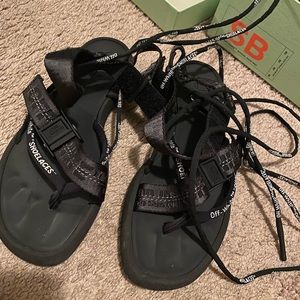Off white tie up sandals